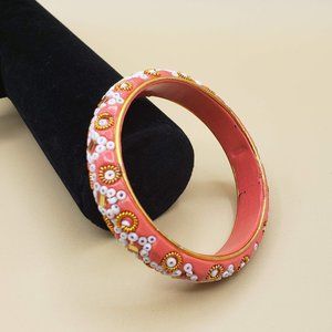 Indian Bollywood Vintage Beaded Coral Bangle -One Size
